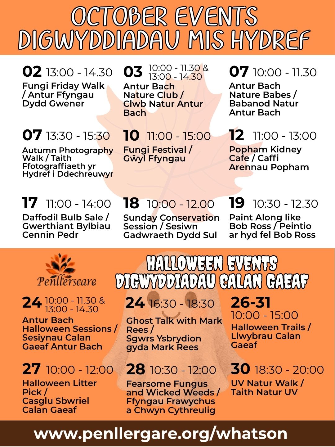 October events at Penllergare Valley Woods - Graphic